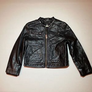 Cool Faux leather  black toddler jacket.